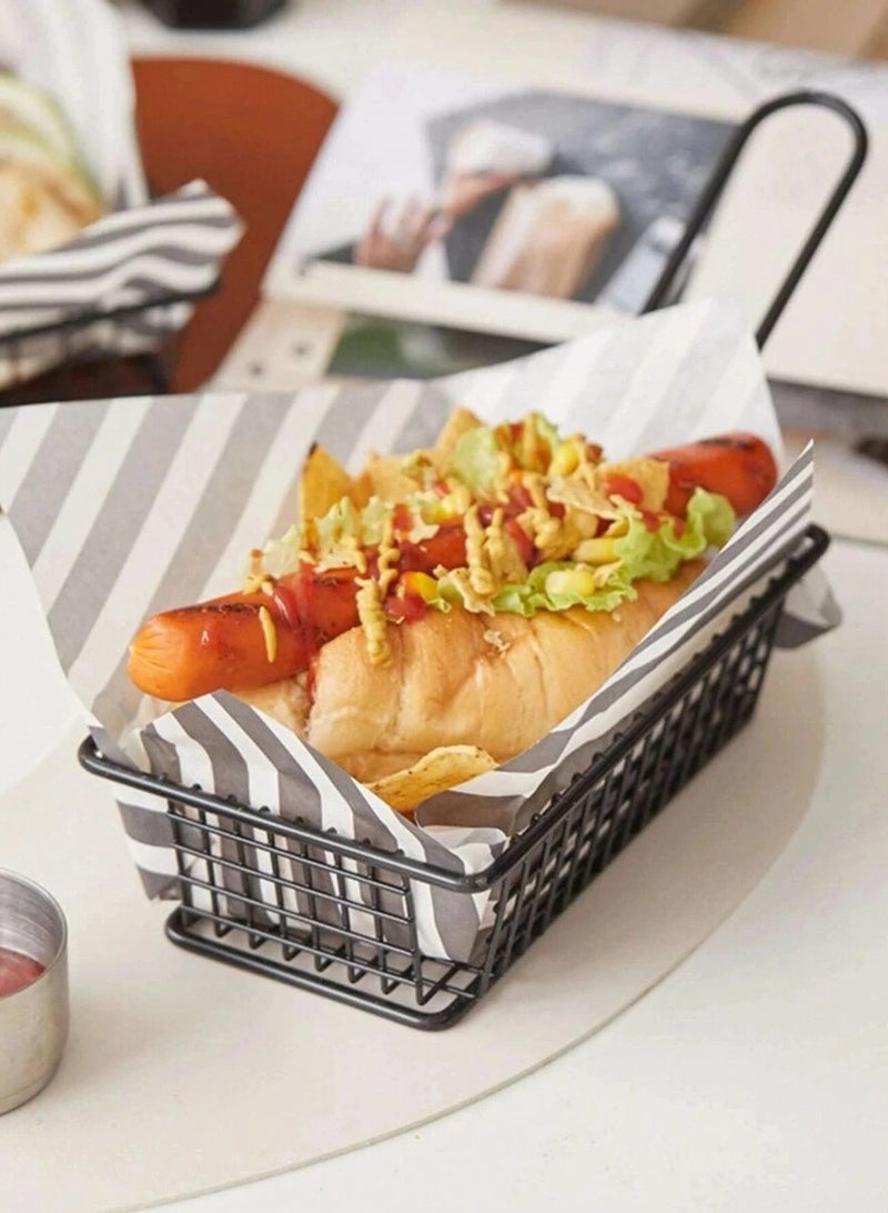 سلة قلي شبكية من الستانلس ستيل، 1 قطعة مع مقبض للقلي وتقديم السناكس في المطبخ - Image 5