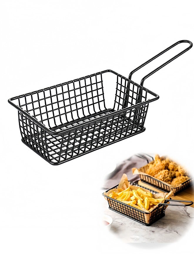 سلة قلي شبكية من الستانلس ستيل، 1 قطعة مع مقبض للقلي وتقديم السناكس في المطبخ - Image 1