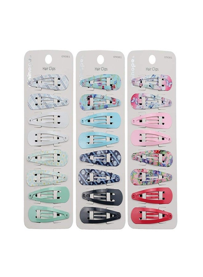 minihope snap clips for grils, snap hair clips for women, Printed pattern, fashionable and elegant,5cm,24 Count (Pack of 1)… - Image 1