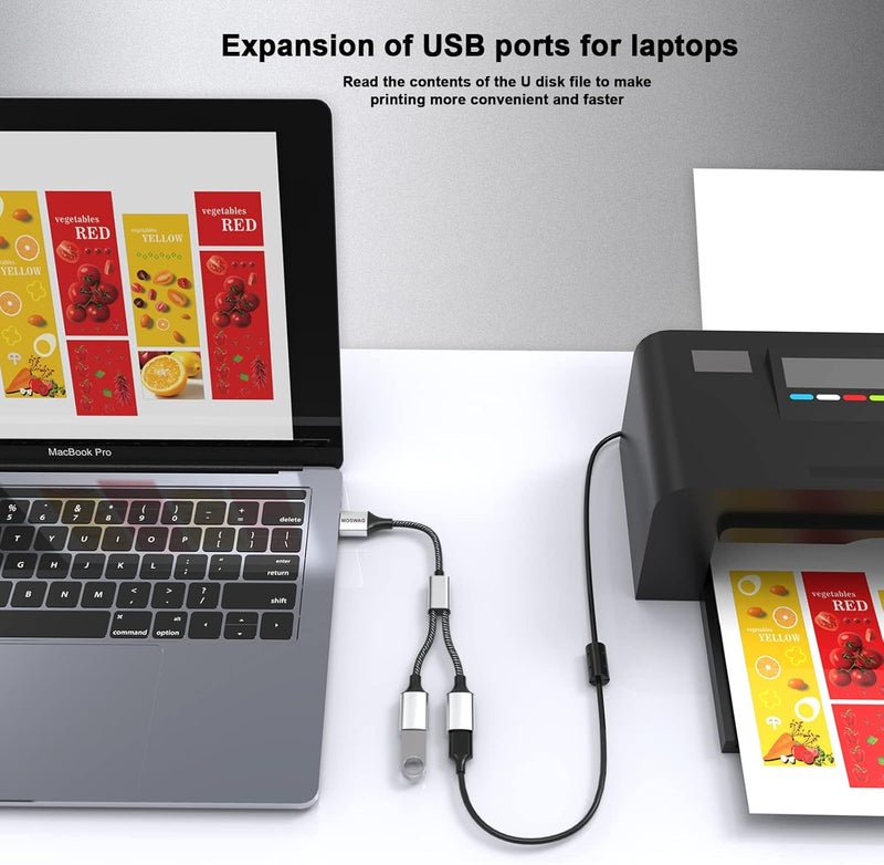 MOSWAG USB Splitter, USB Male to 2Female Adapter, Dual Female to Male Cable for Charging/Data Transfer/Laptop/Mac/Car - Image 3