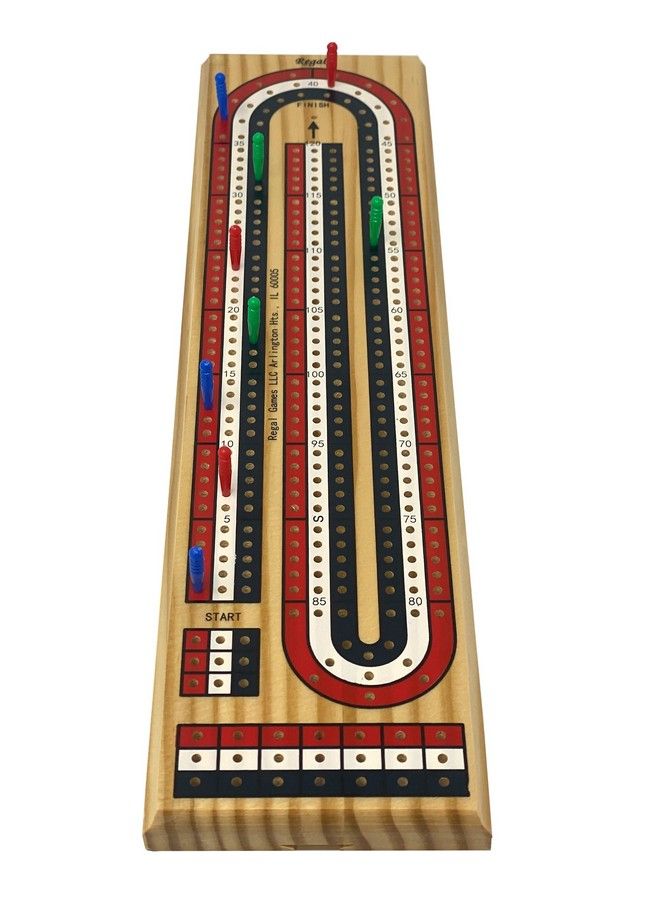 Regal Games Cribbage Board Fun Familyfriendly Board Game Includes Natural Wood Game Board (11" X 4.5" X 2.75") 6 Multicolored Pegs Ideal For 24 Players Ages 8+ - Image 3