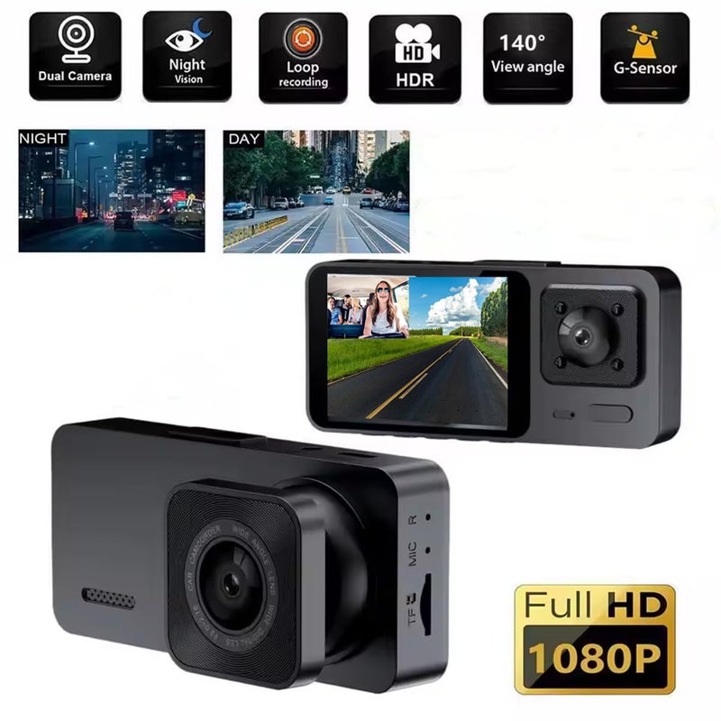X W EI UNION Dash Camera Front and Inside Dash Cam for Car Security Video Recorder with Audio Plug and Play, WDR, Night Vision, G-Sensor Auto Lock, 140Â° Wide Angle View, 2 Inch Screen Car DVR - Image 2