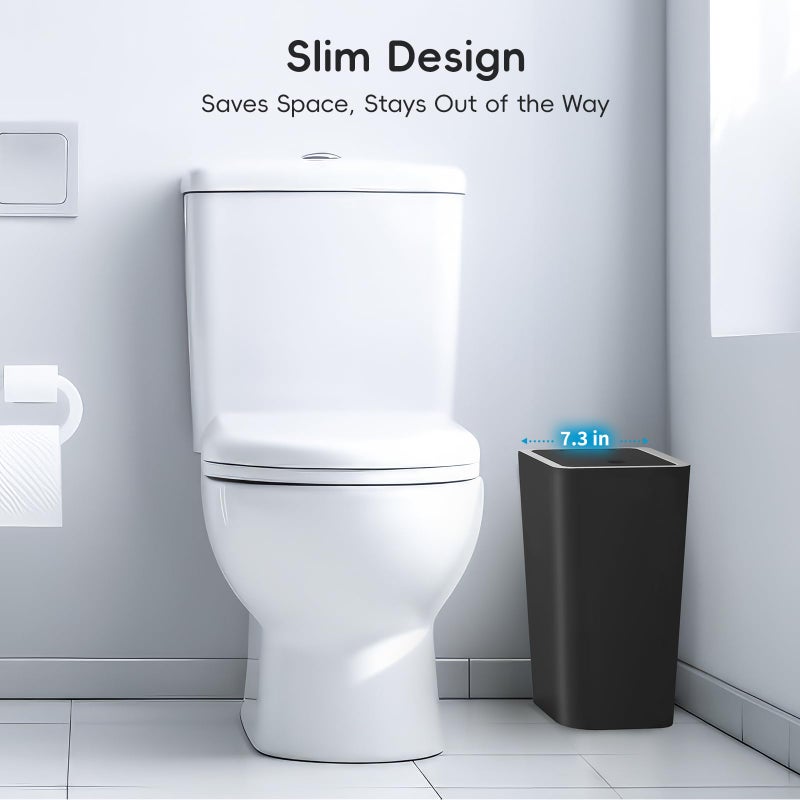 Lysam Small Trash Can, 3 Pack 4 Gallons Bathroom Garbage Can with Lid Press-Top, Small Waste Basket with Trash Bags, Slim Plastic Garbage Bin for Dorm, Office, Bedroom, Kitchen, Living Room (Multi) - Image 4