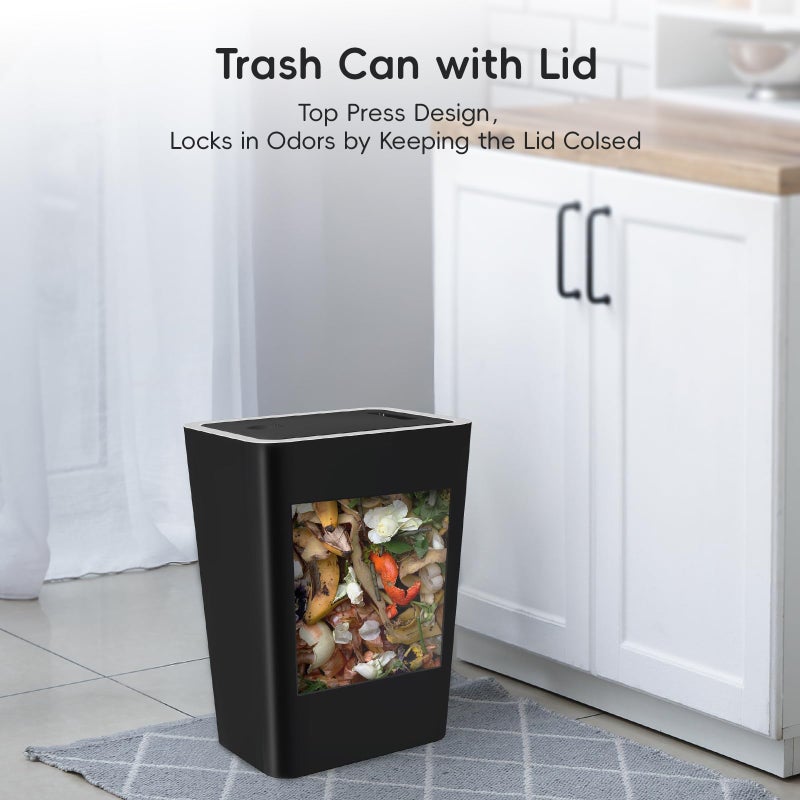 Lysam Small Trash Can, 3 Pack 4 Gallons Bathroom Garbage Can with Lid Press-Top, Small Waste Basket with Trash Bags, Slim Plastic Garbage Bin for Dorm, Office, Bedroom, Kitchen, Living Room (Multi) - Image 3