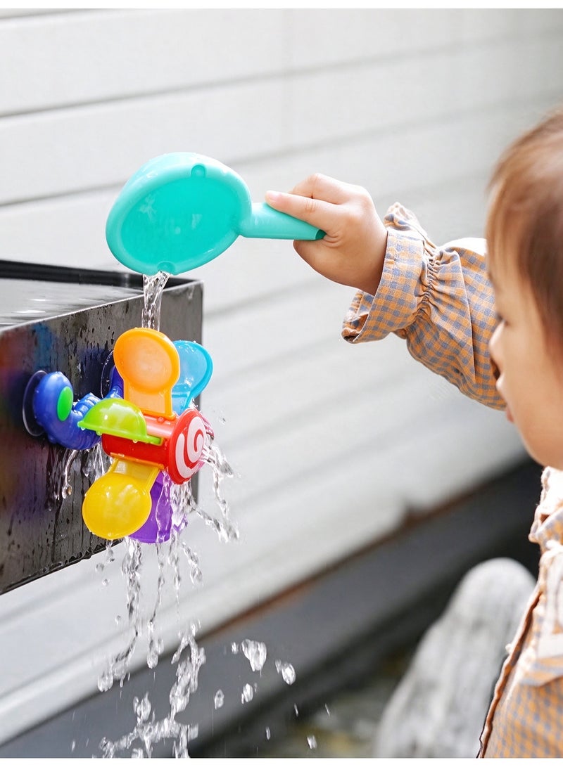 1 set water windmill toy set (with 2 spoons), suitable for baby bath toys, also can be used as beach/pool water toys, ideal for bathtubs and indoor & outdoor water play. - Image 2