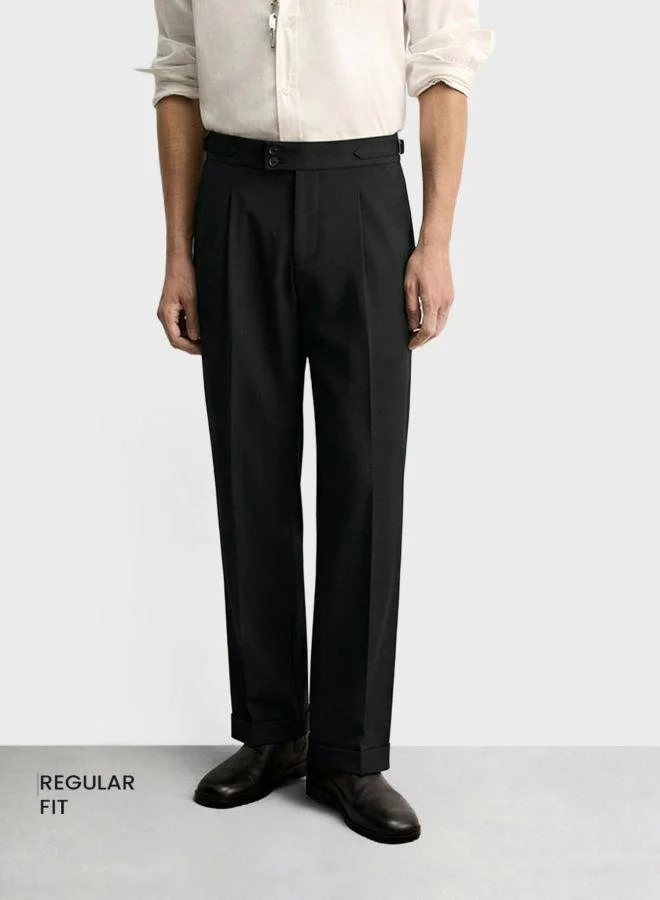 Men Regular Fit Solid Trousers