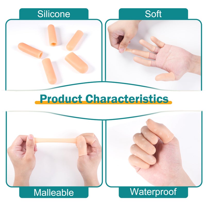 MoHern 30 Pcs Gel Finger Cots, 2 Sizes Thumb Protector, Soft Finger Covers for Cuts, Fingertip Protector for Embroidery, Cutting, Hands Cracking, Corns, Blisters, and Calluses Protect, Nude - Image 4