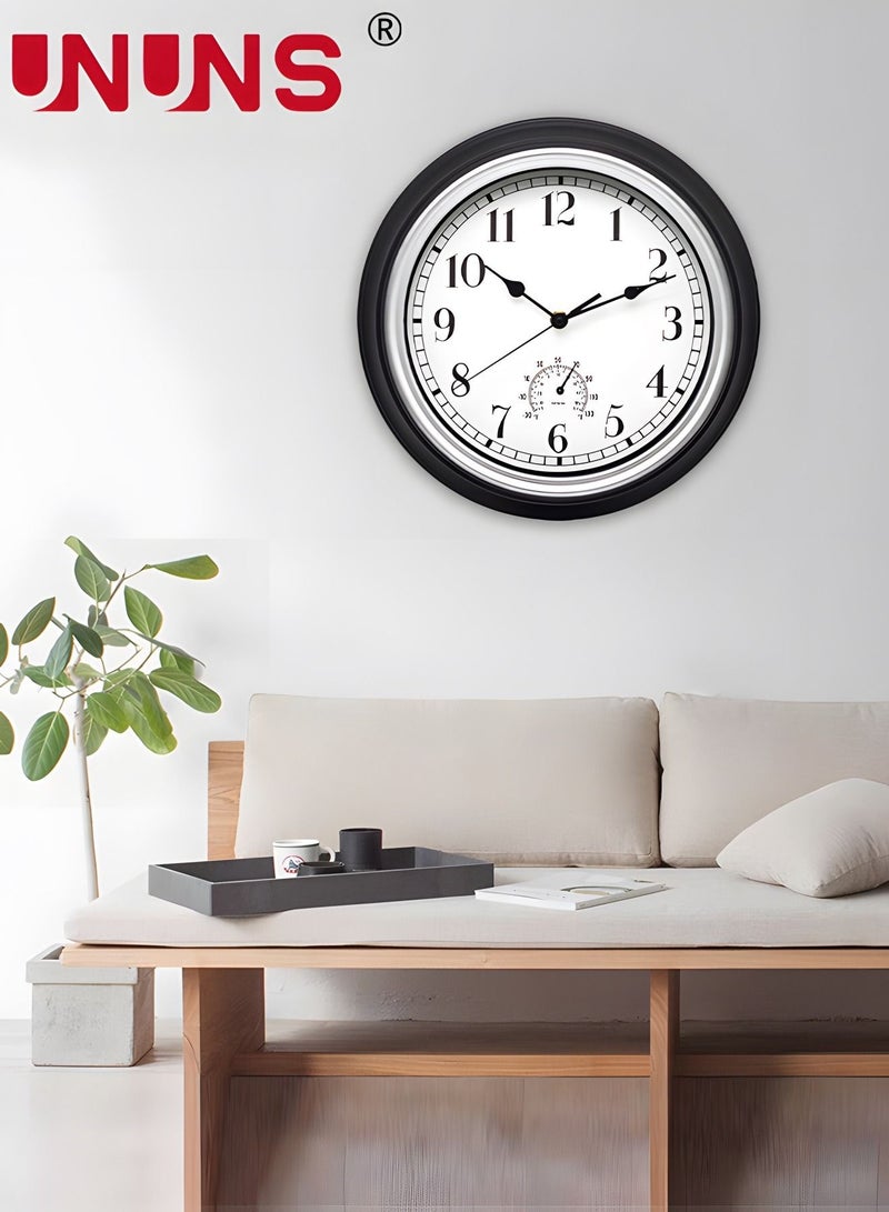 يو إن يو إن أس 12 Inch Wall Clock with Thermometer, Retro Silent Non-Ticking Waterproof Quartz Decorative for Kitchen Patio,Bathroom,Deck,Porch,Pool - Image 5