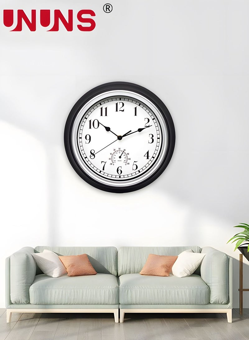 يو إن يو إن أس 12 Inch Wall Clock with Thermometer, Retro Silent Non-Ticking Waterproof Quartz Decorative for Kitchen Patio,Bathroom,Deck,Porch,Pool - Image 4