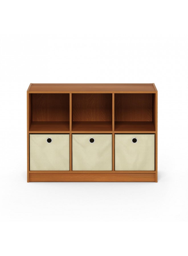 Furinno Basic 3x2 Bookcase Storage w/Bins, Light Cherry/Ivory - Image 3