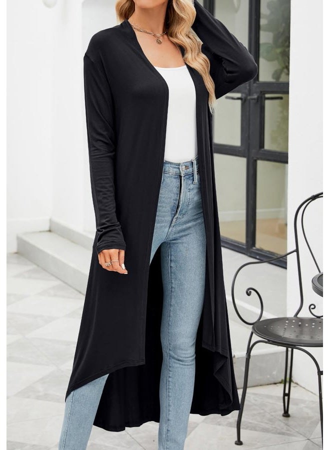 POGTMM Long Cardigan for Women Fall Long Sleeve Soft Causal Loose Fit Duster Cardigan Jackets (Black, XXL) - Image 3
