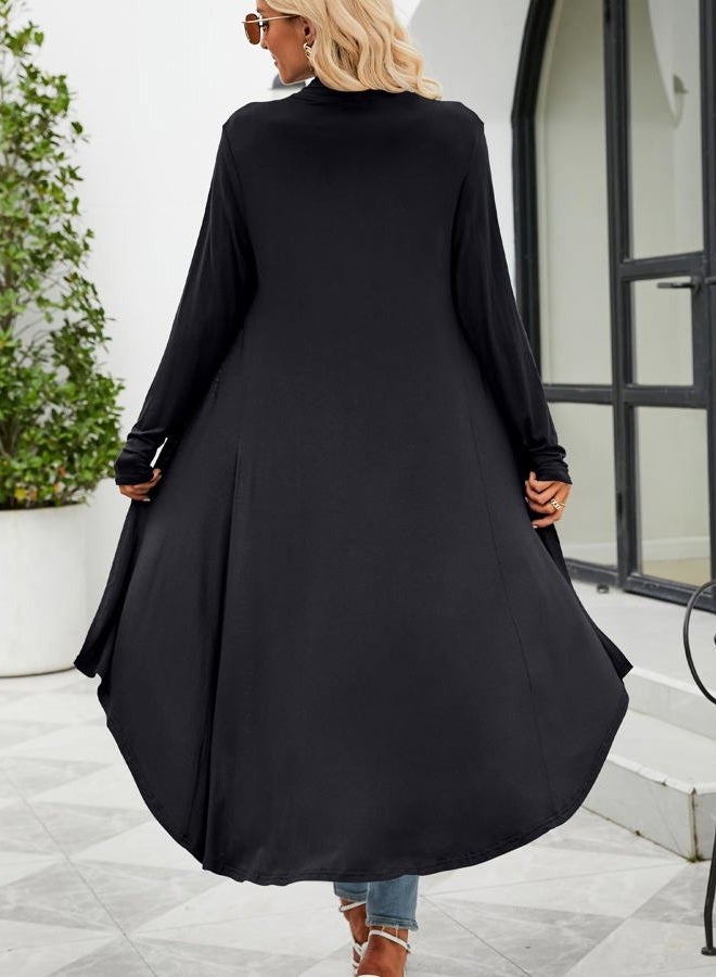 POGTMM Long Cardigan for Women Fall Long Sleeve Soft Causal Loose Fit Duster Cardigan Jackets (Black, XXL) - Image 4