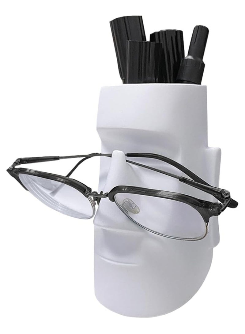 Soofam Pencil Holder, Creative Pencil Container for Desk, Pencil Cups Desk Accessories Holder with Glasses Holder, Multifunctional Resin Art Portrait Statue Rack, Office Personalized Decoration - Image 1