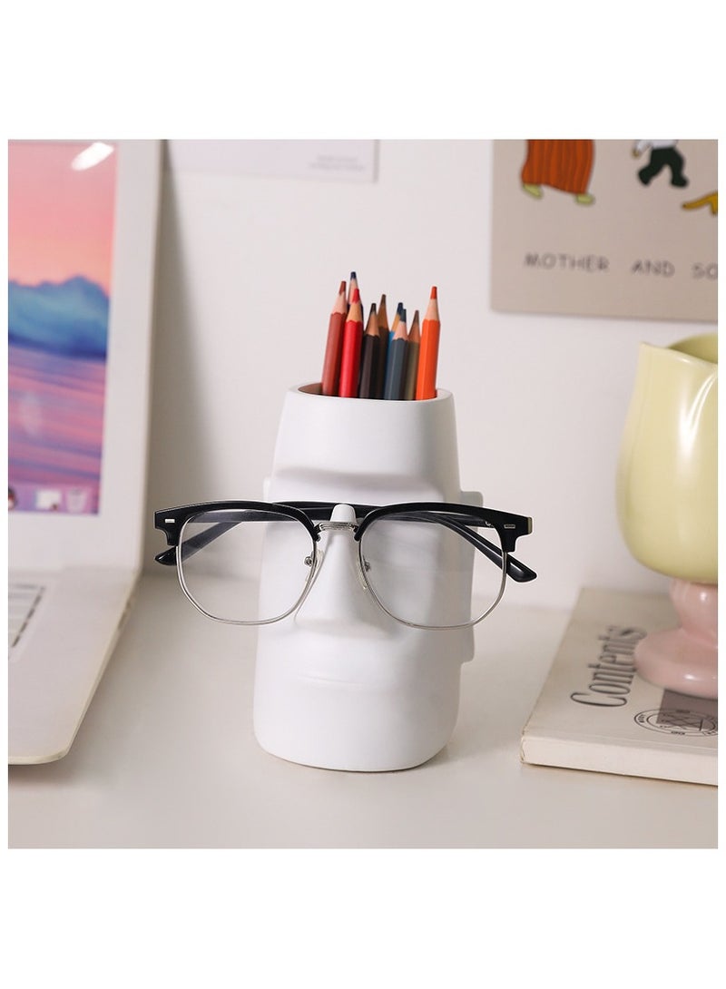 Soofam Pencil Holder, Creative Pencil Container for Desk, Pencil Cups Desk Accessories Holder with Glasses Holder, Multifunctional Resin Art Portrait Statue Rack, Office Personalized Decoration - Image 5