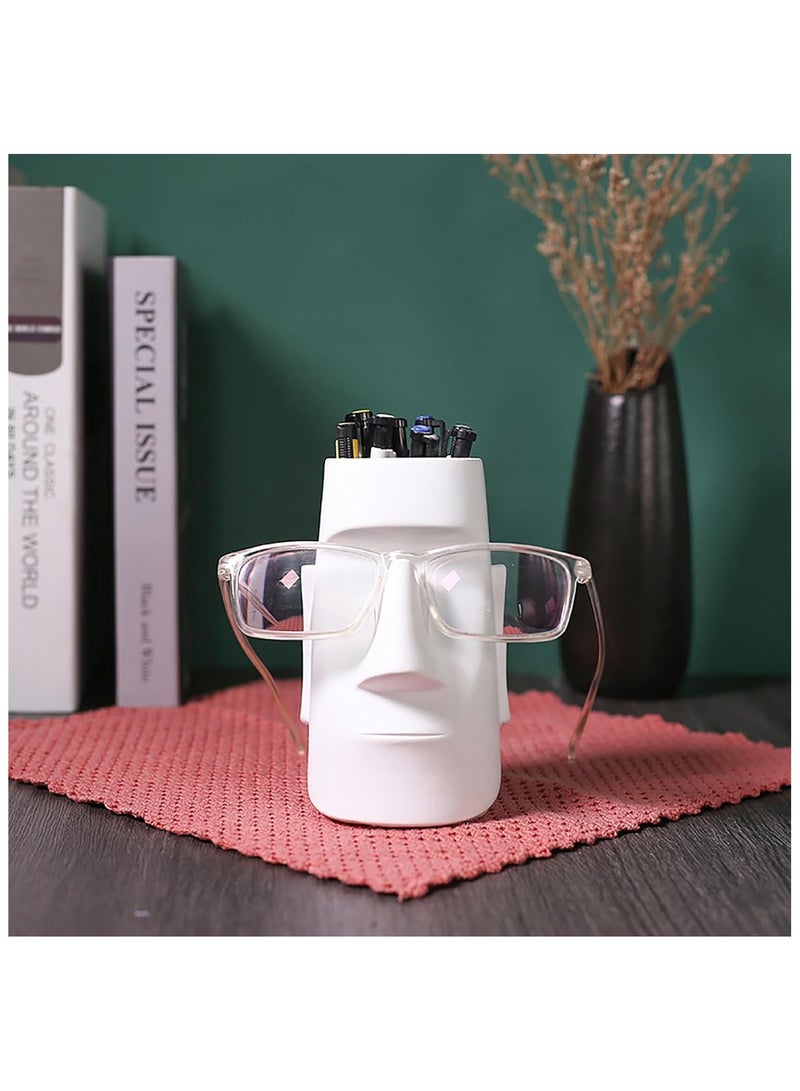 Soofam Pencil Holder, Creative Pencil Container for Desk, Pencil Cups Desk Accessories Holder with Glasses Holder, Multifunctional Resin Art Portrait Statue Rack, Office Personalized Decoration - Image 2