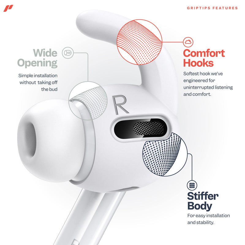 Proof Labs 3 Pairs for AirPods Pro 1st Gen Ear Hooks Covers [Added Storage Pouch] Accessories Compatible with Apple AirPods Pro Generation 1 (White) - Image 3