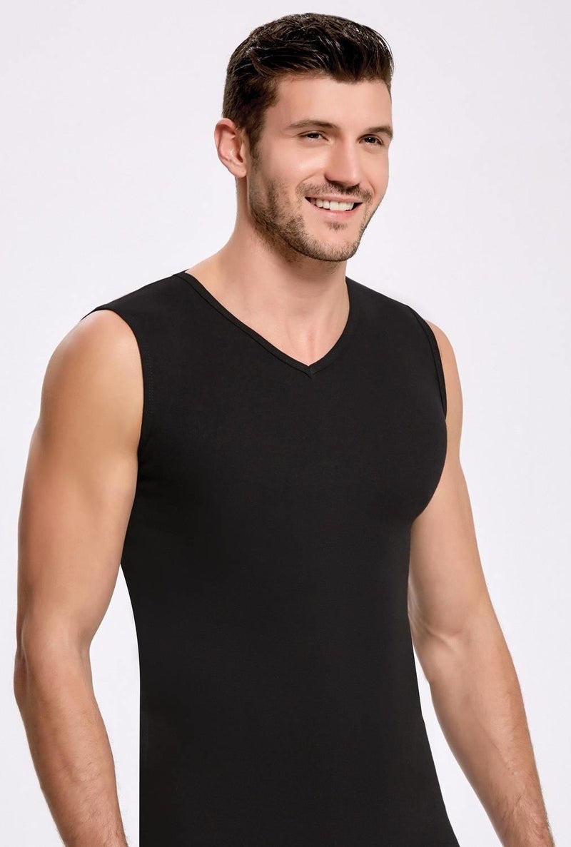 İlke İç Giyim Black V-Neck Singlet 