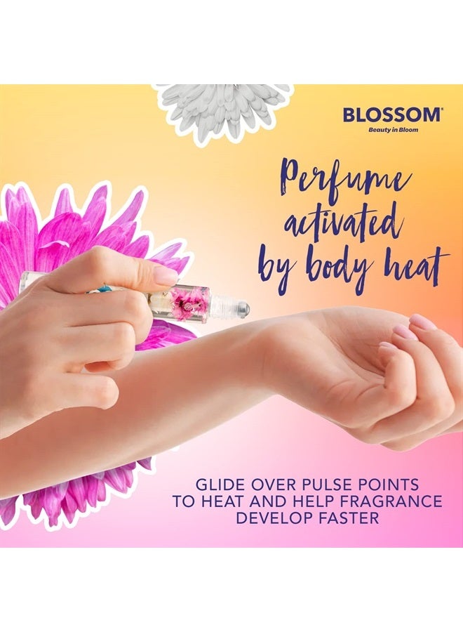 Blossom Roll on Rollerball Perfume Oil with Natural Ingredients + Essential Oils, Infused with Real Flowers, Made in USA, 0.20 fl. oz./5.9 ml, (Coconut Lily of the Valley, Chamomile, Vanilla), Classic