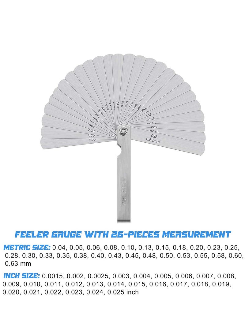 Stainless Steel Feeler Gauge Dual Marked Metric SAE Offset Valve Thickness 32Pieces, 26 Pieces, 16 Pieces for Measuring Width - Image 3