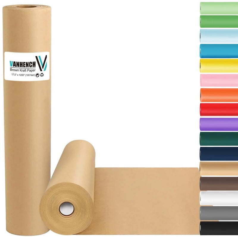 Vanhench Brown Wrapping Paper Craft Kraft Paper 175x 1200100 for Gift Wrapping Bulletin Board Arts  Crafts Bouquet Flower Table Covering Poster Packing Shipping Moving Supplies 70GSM 50LB