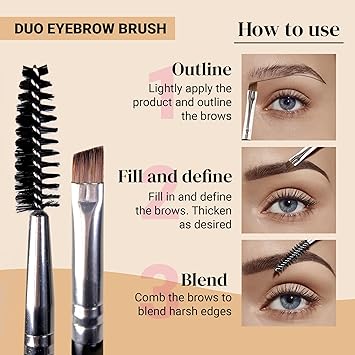 Keshima Duo Eyebrow Brush by Keshima Premium Quality Angled Eye Brow Brush and Spoolie Brush - Image 3