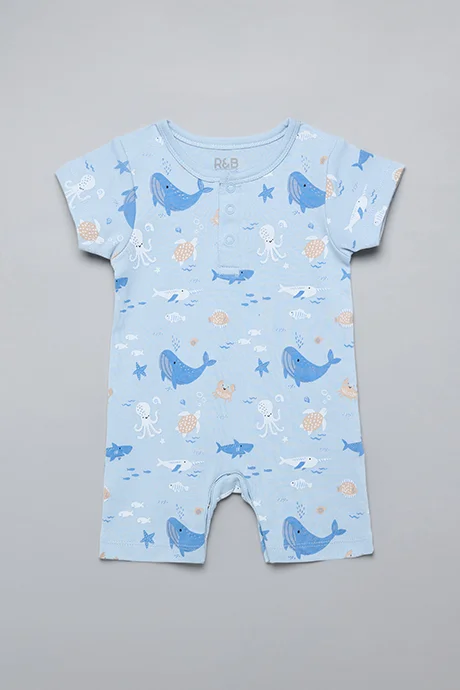 R&B 3 Pack Printed Rompers with Short Sleeves