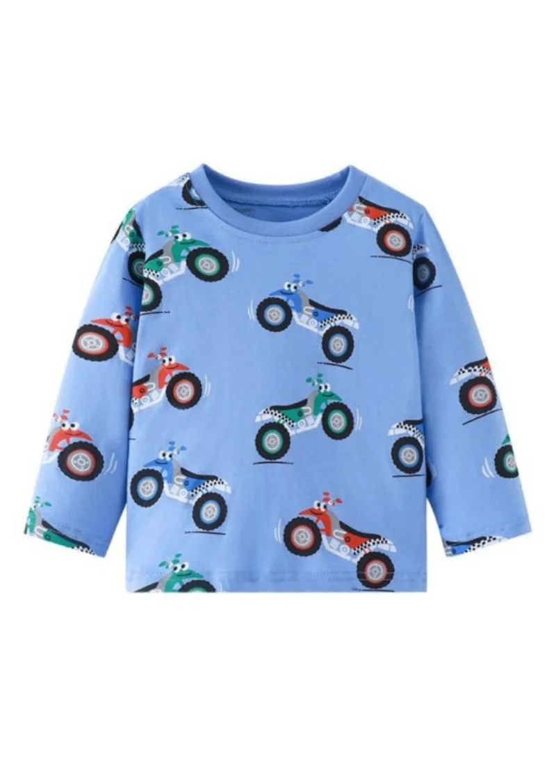 YUNIQEE Blue Graphic Printed Round Neck T-shirt