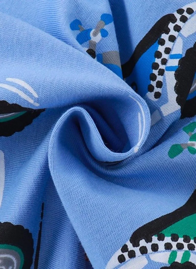 YUNIQEE Blue Graphic Printed Round Neck T-shirt