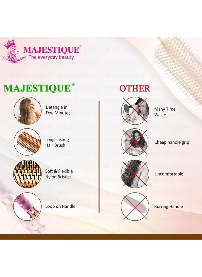 MAJESTIQUE Majestique Premium Flat Hair Brush with Comb | Perfect Detangling Combo, Reduces Hair Breakage | Ideal for All Hair Types | Compact & Stylish Design for Women & Kids - 2Pcs  - Image 5