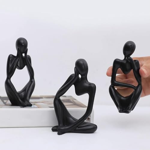 ascension Set of 3 Black Thinker Statues Modern Abstract Thinker Sculptures Decorative Showpiece for Gifting Living Room House Warming Anniversary Shelf Table Desk Birthday Office & Home Decoration - Image 3