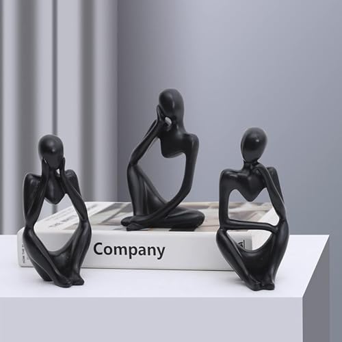 ascension Set of 3 Black Thinker Statues Modern Abstract Thinker Sculptures Decorative Showpiece for Gifting Living Room House Warming Anniversary Shelf Table Desk Birthday Office & Home Decoration - Image 5
