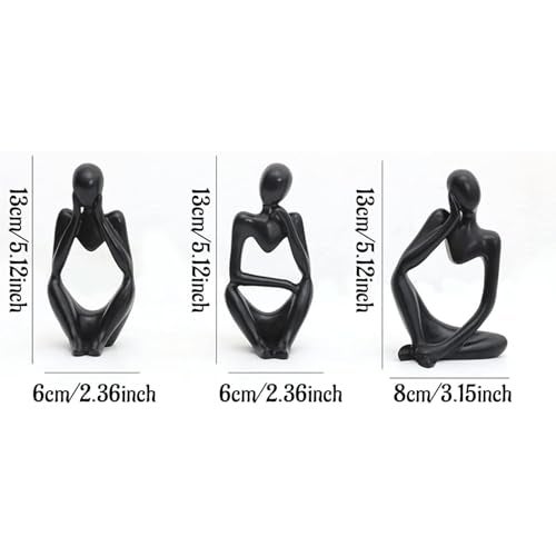 ascension Set of 3 Black Thinker Statues Modern Abstract Thinker Sculptures Decorative Showpiece for Gifting Living Room House Warming Anniversary Shelf Table Desk Birthday Office & Home Decoration - Image 4