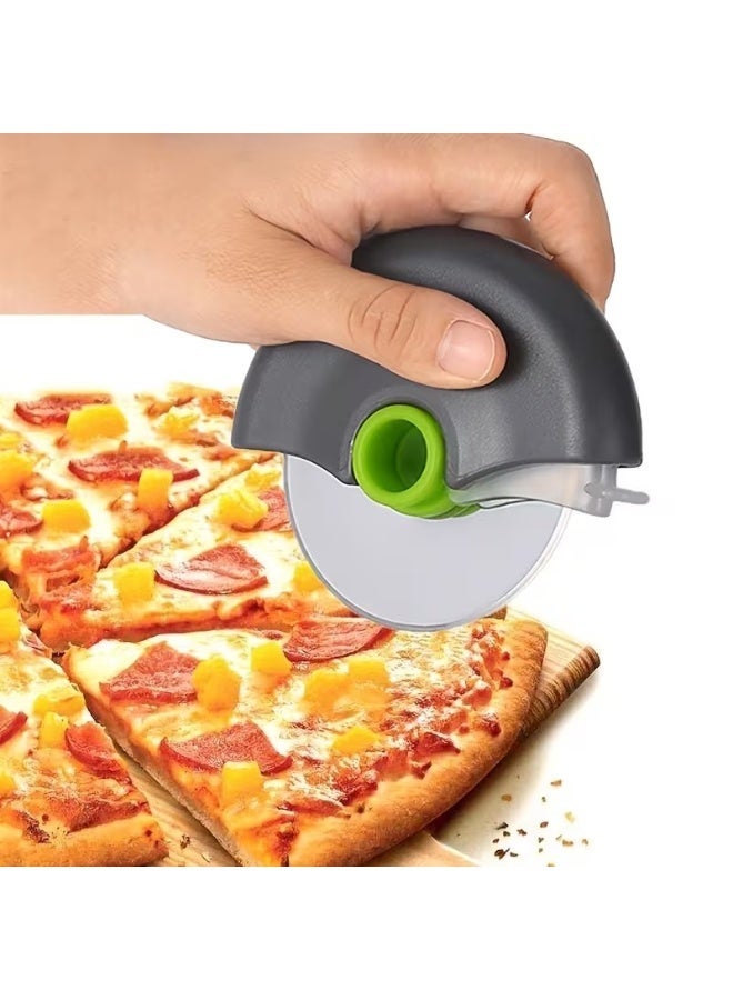 Home Clearance Sale 1pc Stainless Steel Round Wheel Cutter With Lid For Cake, Bread, And Pies - Kitchen Baking Tool With Roulette Roller, Suitable For Home Kitchen Baking, Household Pizza Baking - Image 1