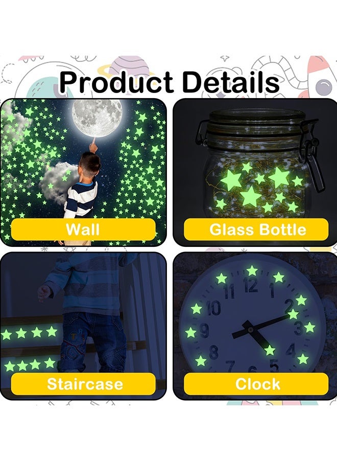 1028 Pcs 3D Glow in The Dark Stars Stickers Ceiling Wall Decorations Kids Bedrooms Nurseries Playrooms Living Spaces for Room Makeovers DIY  Birthday Parties Sleepovers Themed Events Ideal Gift - Image 4