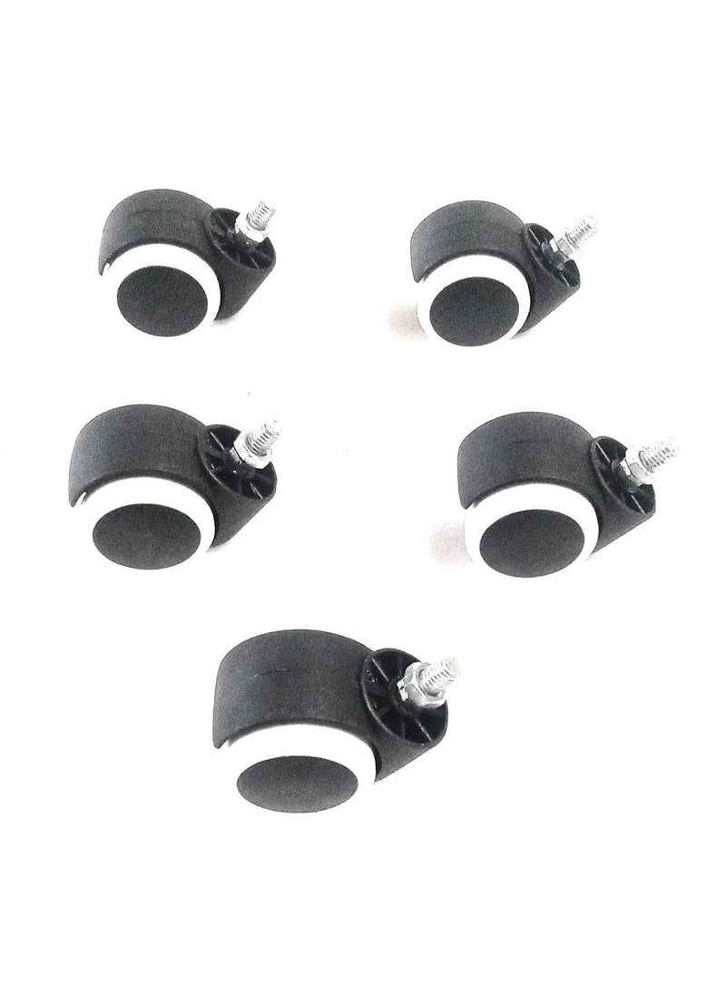 DIGIONICS Digionics Twin Caster BlackWhite Nylon Threaded with Key ND revolving Chair Wheel Setof 5 Wheels  - Image 4