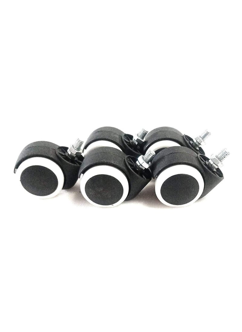 DIGIONICS Digionics Twin Caster BlackWhite Nylon Threaded with Key ND revolving Chair Wheel Setof 5 Wheels  - Image 3