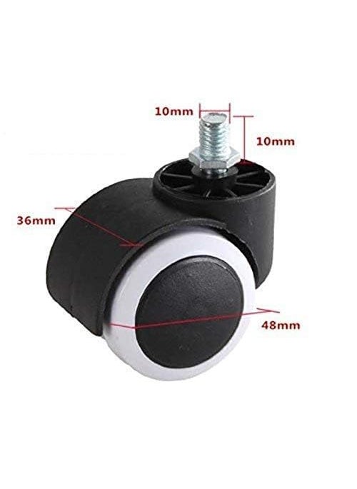 DIGIONICS Digionics Twin Caster BlackWhite Nylon Threaded with Key ND revolving Chair Wheel Setof 5 Wheels  - Image 2