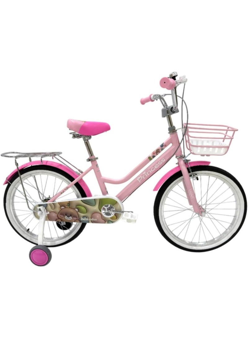 RALLY BICYCLE RALLY Girls Kids Bicycle 20 Inch | Training Wheels | Basket | Chain Cover | Cargo Rack | Age 6–10 Years - Image 1