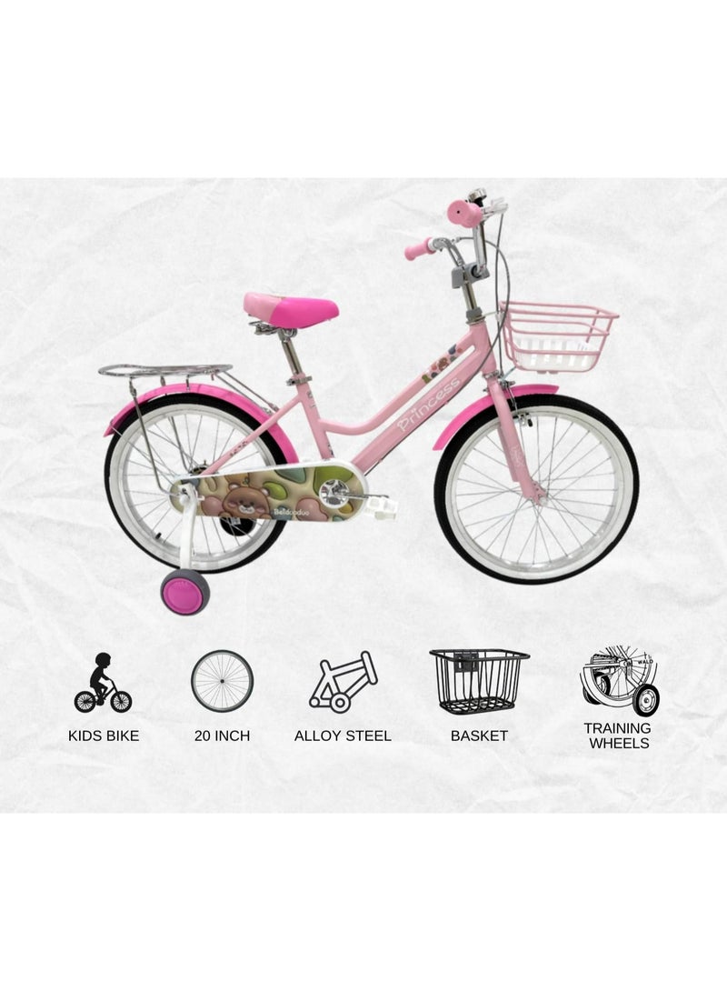 RALLY BICYCLE RALLY Girls Kids Bicycle 20 Inch | Training Wheels | Basket | Chain Cover | Cargo Rack | Age 6–10 Years - Image 4