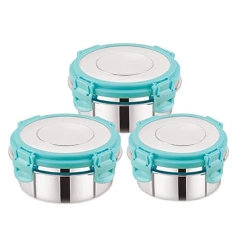 LIPSA ENTERPRISE Leak Proof Click and Seal Lock Stainless Steel Storage/Air Tight Tiffin Container/Lunch Container with lid (150+250+350 ml FUSION) - Image 1