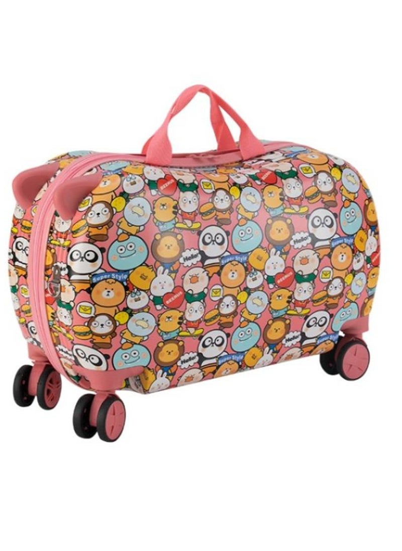Golden Kids Trolley Case, Ride-On Suitcase 2 In 1 Kid Luggage Organizer Waterproof Carry On Travel Bag Children's Motorcycle Trunk Storage Box,Kids Luggage With Spinner Wheels(20 inches)  - Image 1