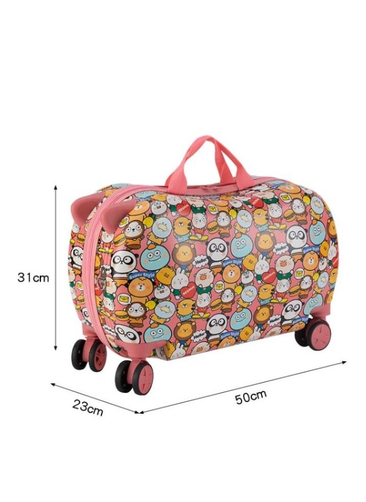Golden Kids Trolley Case, Ride-On Suitcase 2 In 1 Kid Luggage Organizer Waterproof Carry On Travel Bag Children's Motorcycle Trunk Storage Box,Kids Luggage With Spinner Wheels(20 inches)  - Image 2