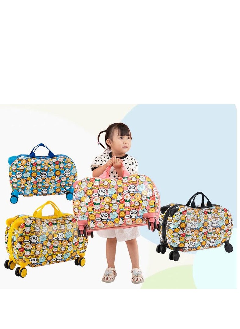 Golden Kids Trolley Case, Ride-On Suitcase 2 In 1 Kid Luggage Organizer Waterproof Carry On Travel Bag Children's Motorcycle Trunk Storage Box,Kids Luggage With Spinner Wheels(20 inches)  - Image 5