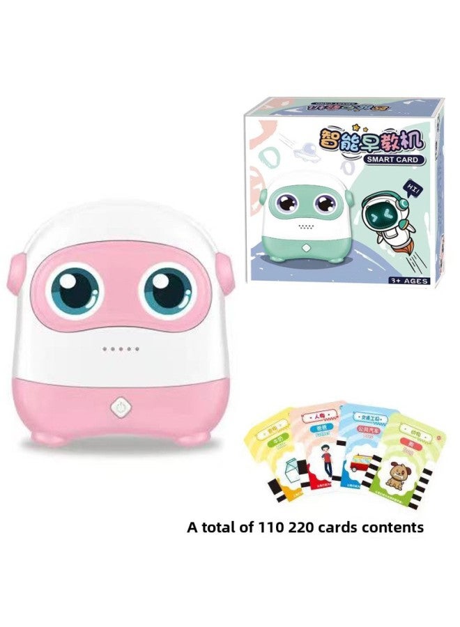 Puzzle Enlightenment Card Early Education Machine Children's Intelligence Chinese And English Bilingual Card Learning Machine Toy-Color:English Version Pink (220 Card Contents) - Image 1