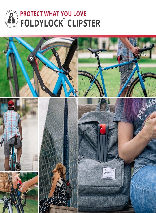 Seatylock FoldyLock Clipster Folding Bike Lock - Wearable Compact Bicycle Lock - Lightweight Smart Bike Security Accessory with Key Set for Bikes E Bikes and Scooters - 29.5" - Image 4