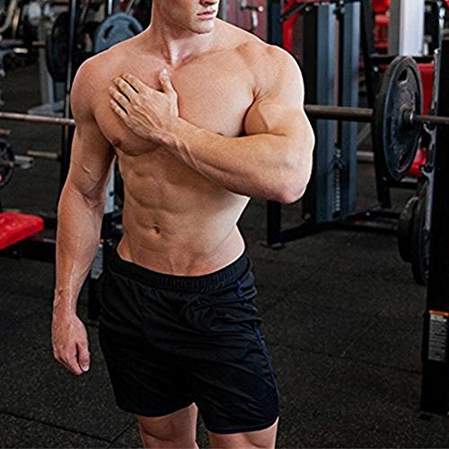 EVERWORTH Men's Gym Workout Boxing Shorts Running Short Pants Fitted Training Bodybuilding Jogger Short Black - Image 3