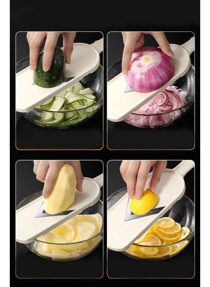 HOMESTAR Professional Kitchen Slicer | V-Sharp 420 Stainless Steel Blades | 1mm Precision Uniform Slicing | Food-Safe ABS+PP Construction | Includes Protective Hand Guard | Multi-Function Vegetable Grater | Perfect For Potatoes/Cucumbers/Carrots | Easy To Disassemble & Clean - Image 4