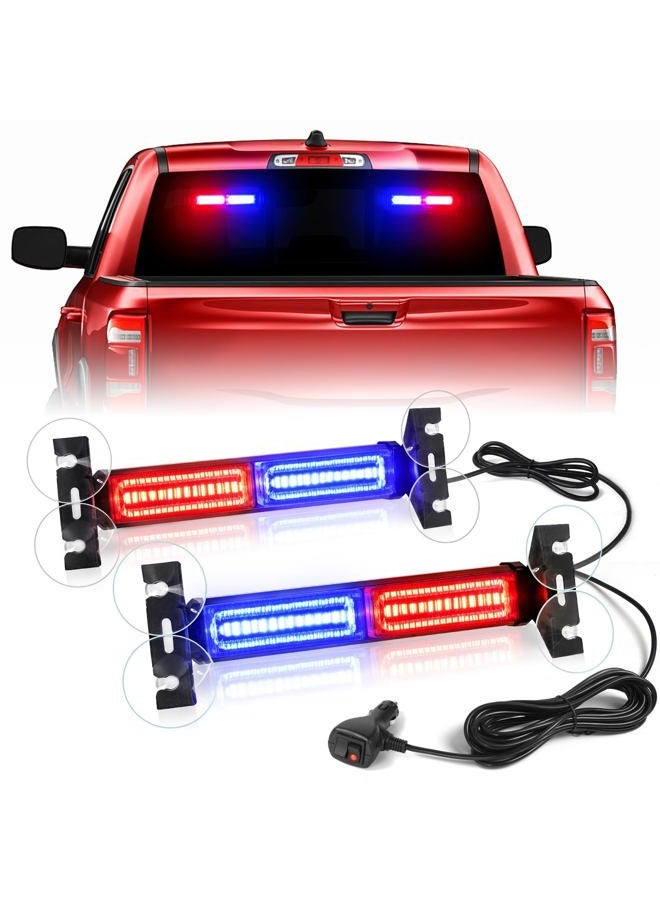 HLauto 1002L Emergency Strobe Traffic Advisor Light Bar: 40 LED Dash Safety Warning Flashing Light, Front/Rear Windshield Visor Light for Construction Vehicle, Tow/Plow Truck (2x10.7inch, Red Blue) - Image 1