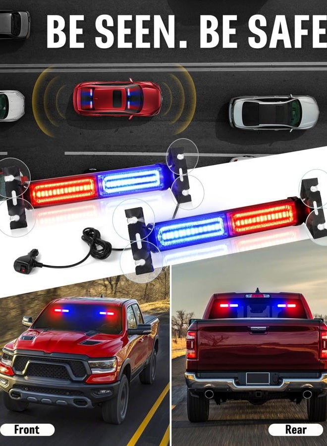 HLauto 1002L Emergency Strobe Traffic Advisor Light Bar: 40 LED Dash Safety Warning Flashing Light, Front/Rear Windshield Visor Light for Construction Vehicle, Tow/Plow Truck (2x10.7inch, Red Blue) - Image 3