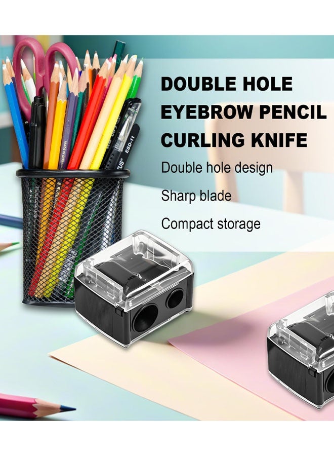 2 PCS Eyeliner Sharpener, 2 Holes Makeup Sharpener, Compact Eyebrow Pencil Sharpener For Various Sizes Of Eyebrow Pencil, Eyeliner, Lip Liner etc - Image 4